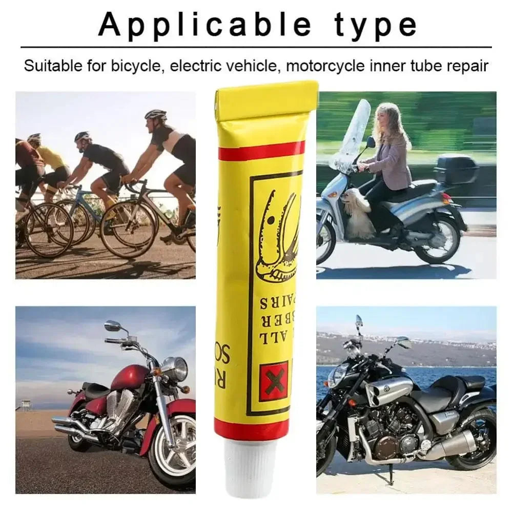 Bike Tire Patch Kit - Instant Puncture Repair Glue & Rubber Cement for Bicycle Inner Tube Tires