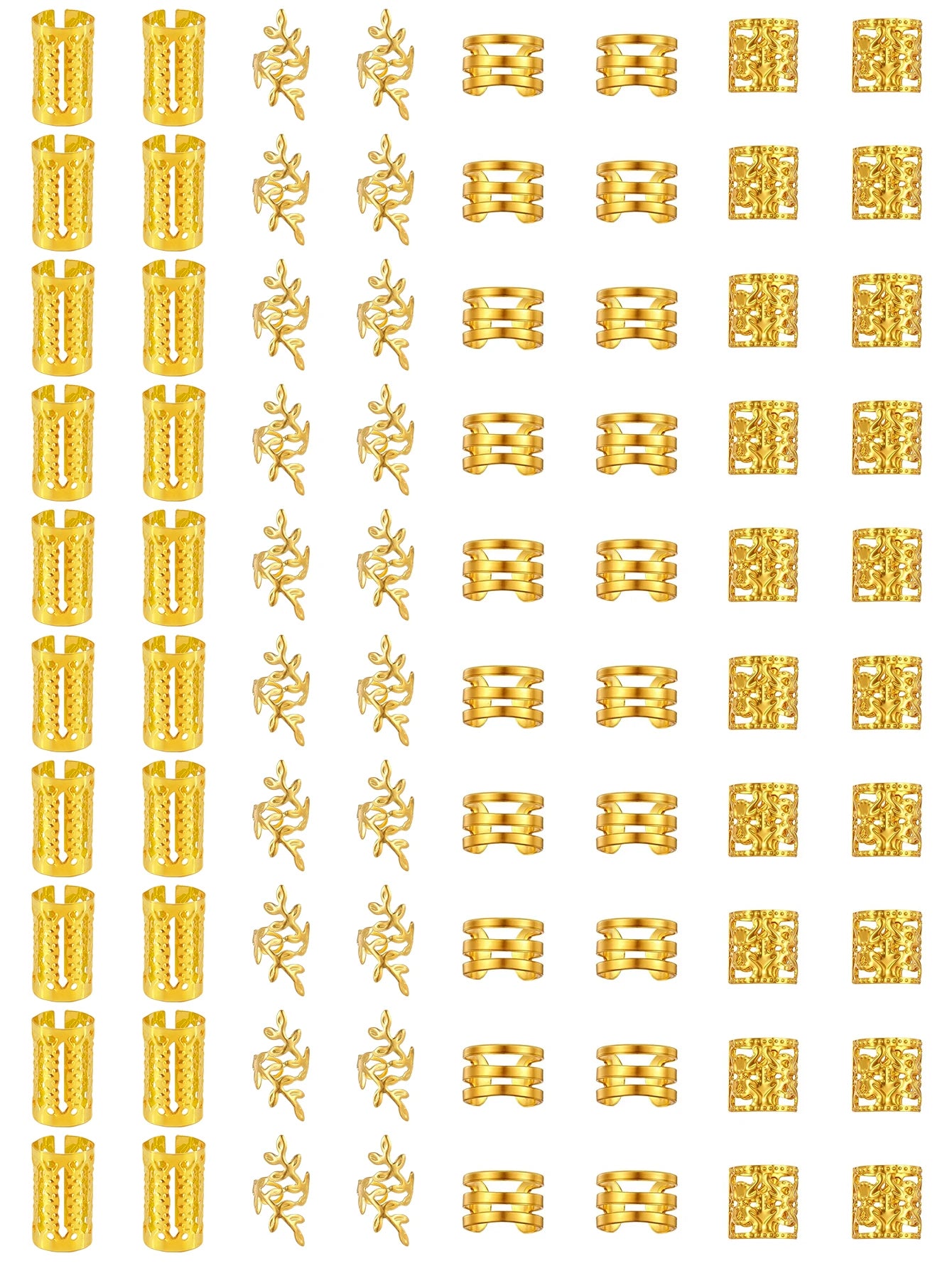 40/80PCS Elegant Hollow Out Hair Rings For Women Girls DIY Hair Accessories Loc Hair Jewelry for Braids - 80pcs