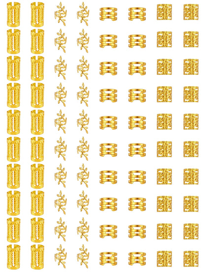 40/80PCS Elegant Hollow Out Hair Rings For Women Girls DIY Hair Accessories Loc Hair Jewelry for Braids - 80pcs