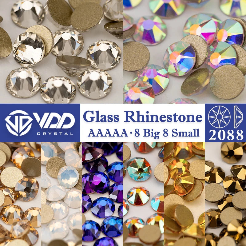 VDD SS16-SS30 High Quality AAAAA 2088 Rhinestones Crystal Flatback 8 Big 8 Small 16cut Stones For DIY Crafts Nail Art Decorat