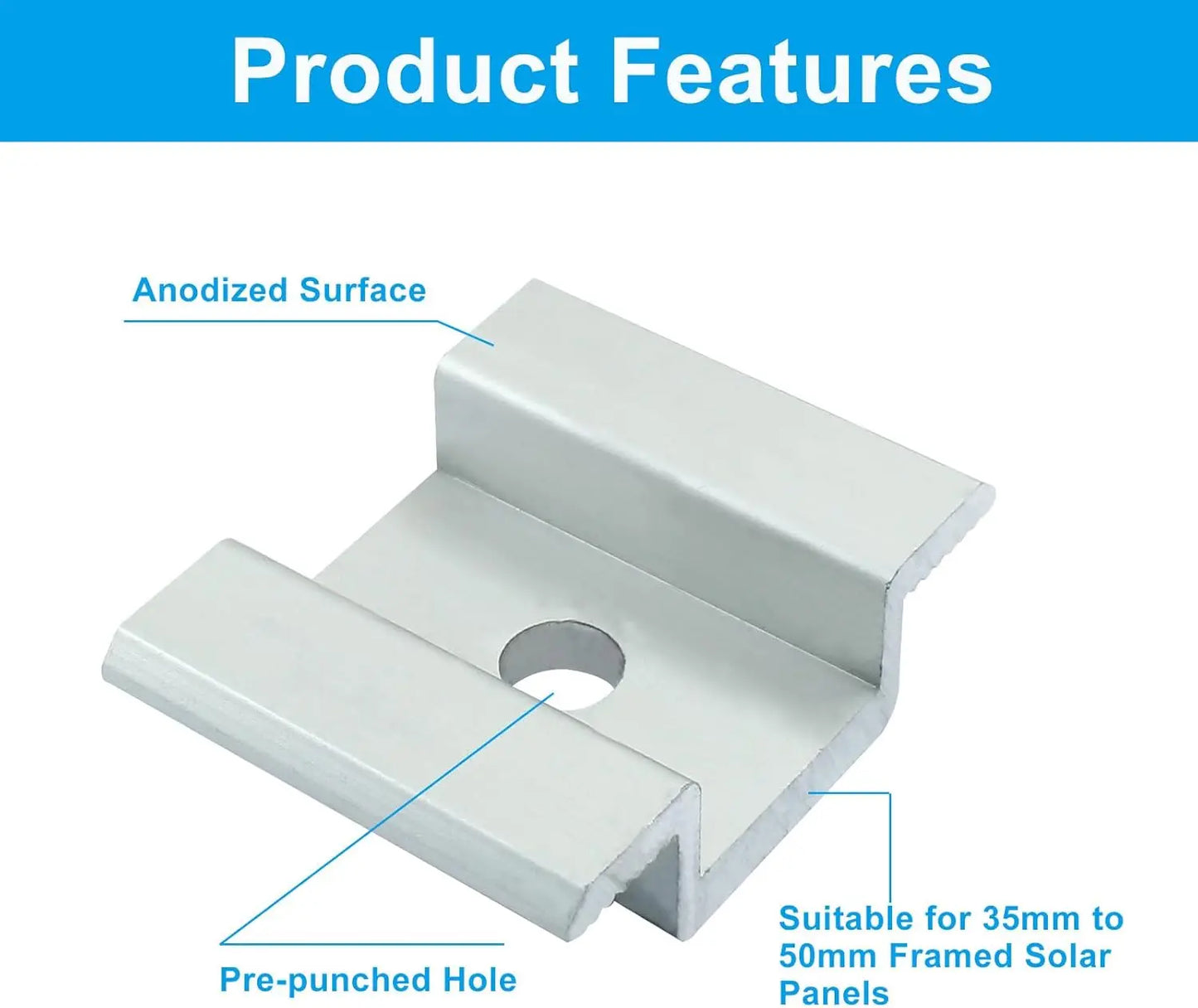 48/24/12pcs Solar Panel Mid Clamps Photovoltaic Panel Bracket PV Panel Mid Clamp Aluminum Solar Clips For Fixed 35-50mm Frame