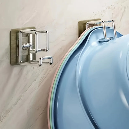 1/2/4/6Pcs Stainless Steel Washbasin Hook Multifunction Punch-free Kitchen Bathroom Rack Basin Storage Rack Towel Hanging Hol