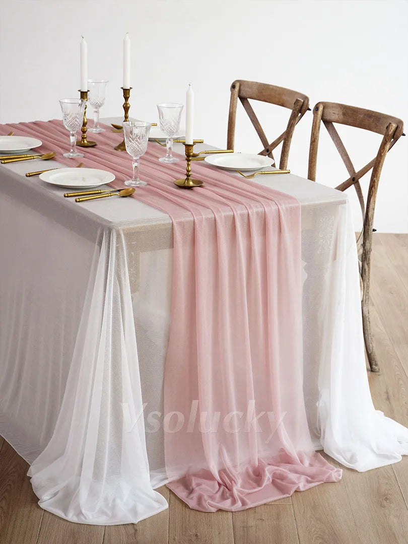 Table Runner Luxury Sheer for Wedding Rustic Boho Party Bridal Shower Birthday Christmas Decorations - Blush Pink / 4.26m X 7