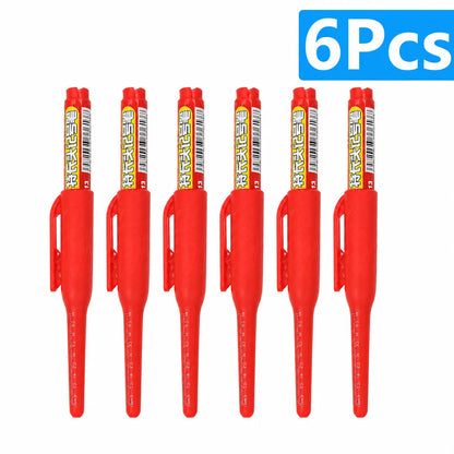 1-6Pcs 45mm Waterproof Long Head Nib Deep Hole Markers Pen Tile Carpenter Pen Multi-purpose for Woodworking Black/Blue/Red In