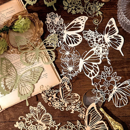 10 pcs Vintage Lace Hollow Material Paper Butterfly Craft Paper Junk Journal Planner Decorative DIY Scrapbooking Material Pac
