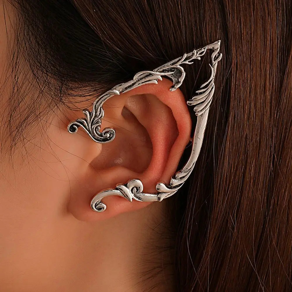 Gothic Elf Ear Clips Piercing Cartilage Climber Retro Clip Earring Punk Hip Hop Jewelry Accessories