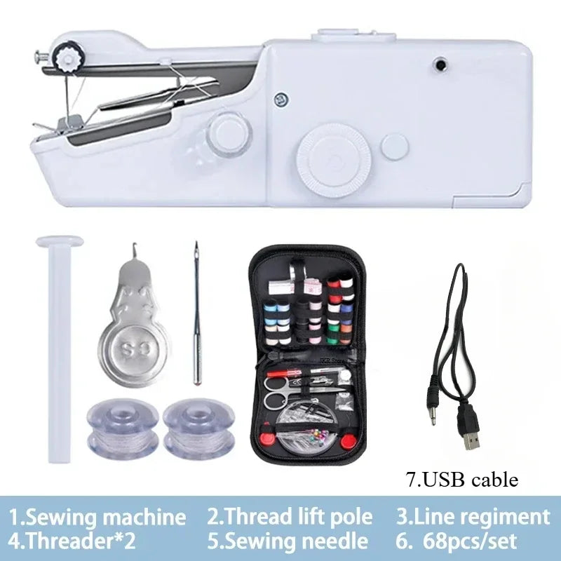 Handheld Rope-free Electric & Manual Sewing Machine Quick Build DIY Apparel Supplies for Arts Crafts Home Garden Embroidery -