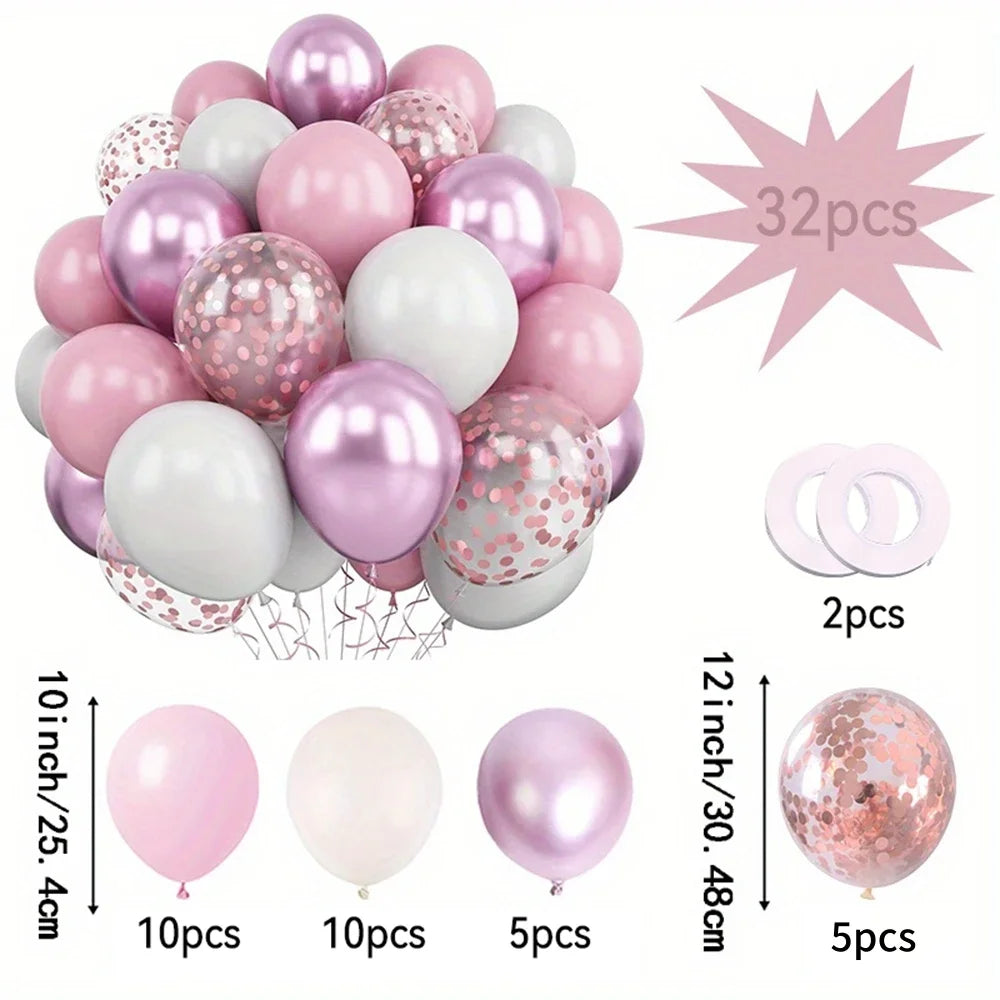 32/52/62pcs Macaron Pink Retro Sand White Champagne Golden Balloons Set For Birthday,Party,Wedding,Valentine's Day, Anniversa