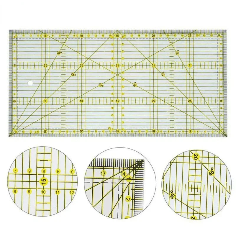15*30 Quilters Ruler with Double Colored and Grid Lines Patchwork Ruler Acrylic Sewing Ruler for Sewing Quilting Cutting Rule