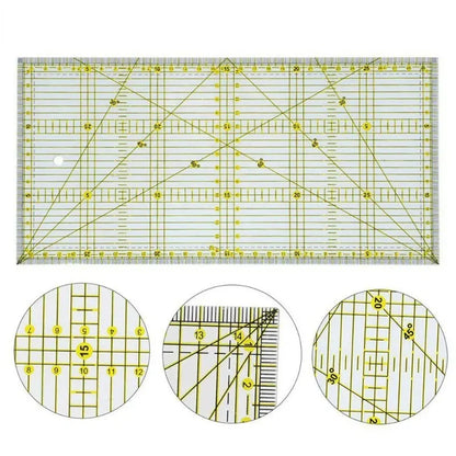 15*30 Quilters Ruler with Double Colored and Grid Lines Patchwork Ruler Acrylic Sewing Ruler for Sewing Quilting Cutting Rule
