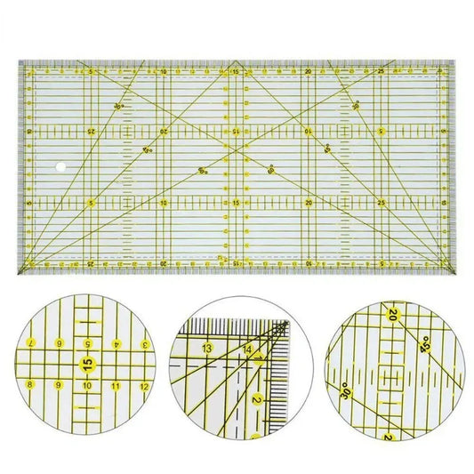 15*30 Quilters Ruler with Double Colored and Grid Lines Patchwork Ruler Acrylic Sewing Ruler for Sewing Quilting Cutting Rule