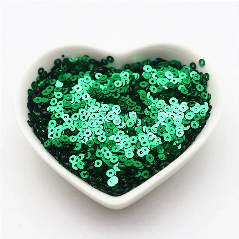 10g Solid Color Sequins Flat Round Pvc Clothing and Shoes Accessories DIY Hand-embroidered Flat Pieces 3mm 4mm 5mm 6mm - gree