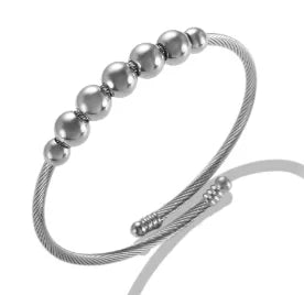 Fashion Simple Stainless Steel 3 Crystal Bracelet Bangle - B27 Silver