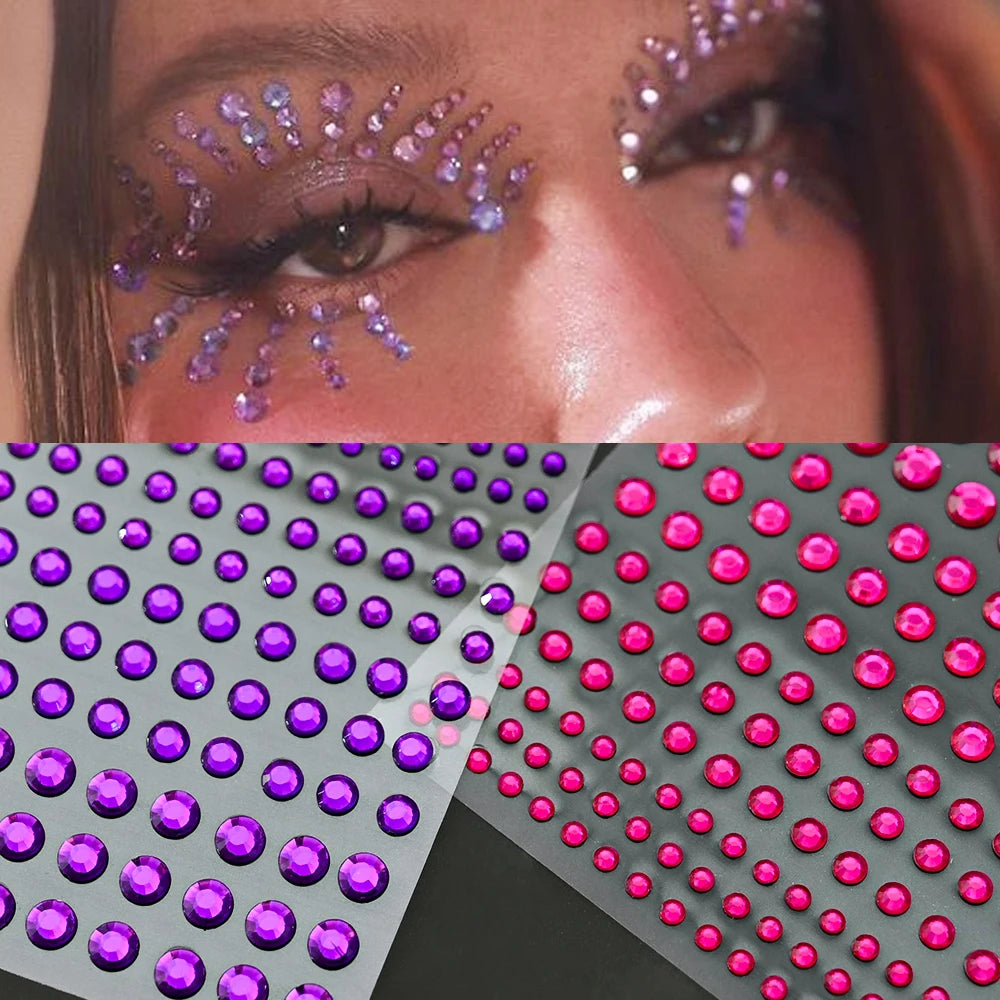 Stickers On The Face Rhinestone DIY Eyes Face Self Adhesive Temporary Tattoo For Makeup Party Festival Face Jewels Diamonds G