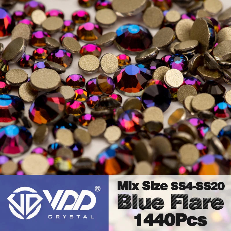 VDD SS4-SS20 Mix Size Clear Crystal Non-Hotfix Gold FlatBack Rhinestones Decorations DIY Glitter Stones 3D Nail Art Accessori