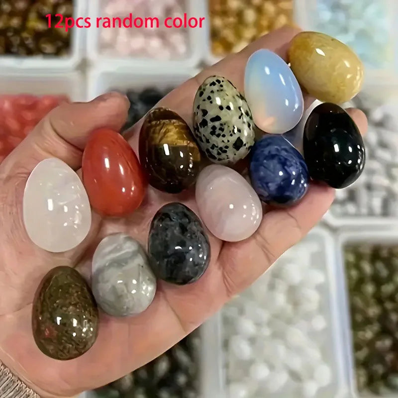12 PCS Egg Stones, Polished Crystal Stones, DIY Decorations, Suitable as Home Décor, Desktop Ornaments, Aquarium Decorations