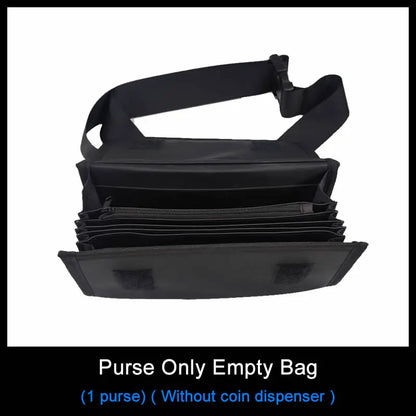 6 Slots Euro Coin Dispenser Driver Waiter's Purse Waist Wallet Zipper Pocket Coin Sorter Collector Cash Receipt Coins Safe - 