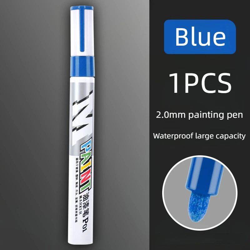 Car Paint Scratches Repair Brush Pen Waterproof Water Paint Marker Pen Car Tire Tread Care Automotive Black White Red Silver 