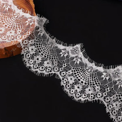 14 colors (3 yards / roll) Embroidered Lace Net Ribbon Fabric Trim DIY Sewing Handmade Craft Materials - Beige
