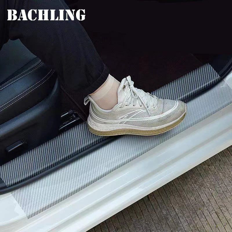 3/5/10M Transparent Carbon Fiber Car Threshold Portector Moulding Strip Trim Bumper Strip Clear Wear Surface Tapes DIY Film T
