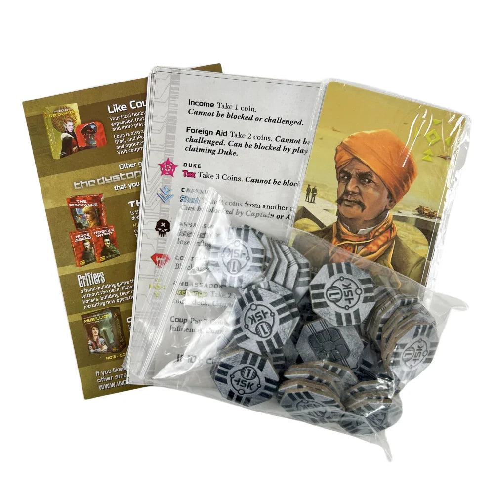 Boards and Cards | Coup | Card Game | Ages 14+ | 2-6 Players | 15 Minute Playing Time