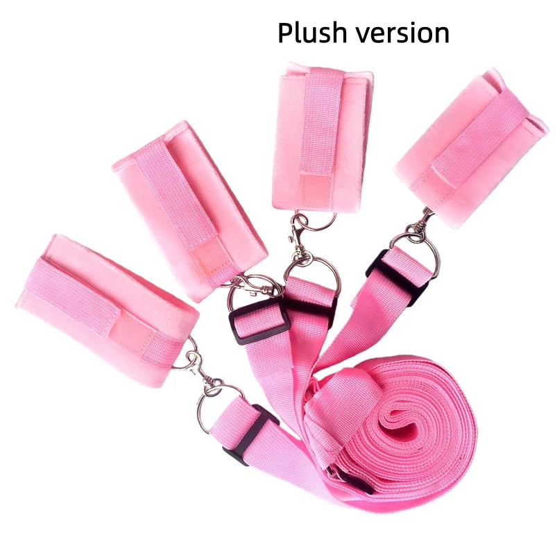 Bed Bondage Restraint Set Adjustable Wrist Ankle Cuffs Comfortable Couples Handcuffs Adult Sex SM Game Lover Intimate Play Ki
