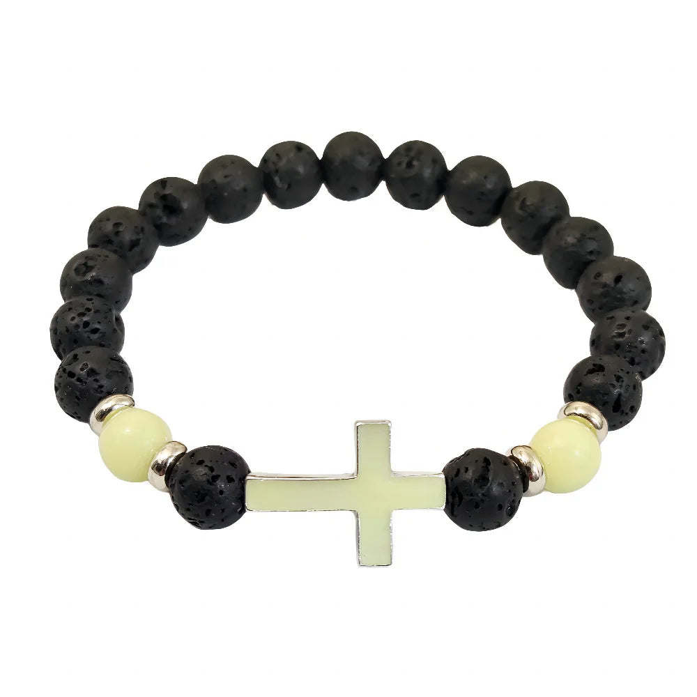 volcanic stone glow-in-the-dark vintage bracelet multi-colored luminous cross bracelet ornaments charm bracelet