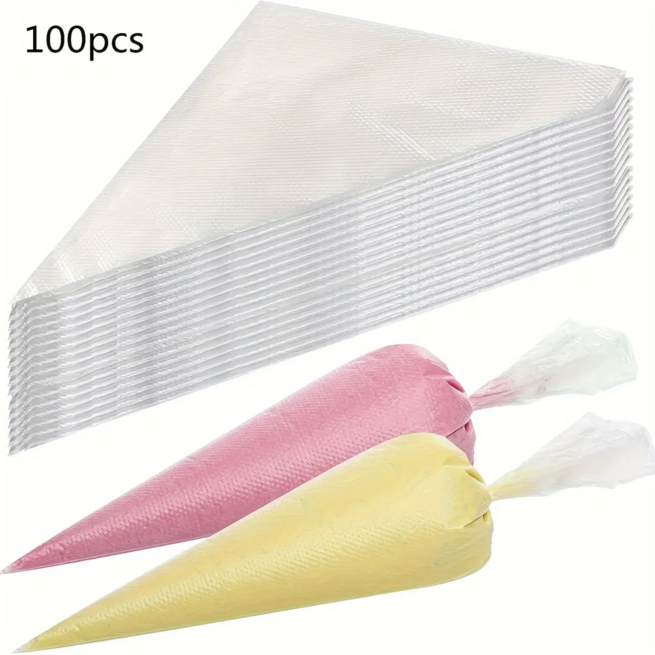 100PCS Disposable Pastry Bags, Extra Strong&Leak-Proof Piping Bags for Cake Decorating,Baking,Icing,and Crafts–Durable&Food S