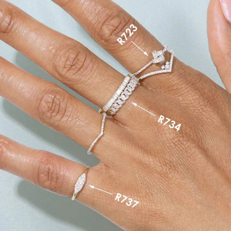 Dainty Minimalist Stacking Ring For Women Trend Cubic Zircon Gold Color Crystal Finger Accessories for Female Jewelry Gift R7