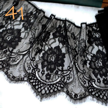 26cm Wide Eyelashes Lace Trim DIY Handmade Decoration Clothing Wedding Dress Lace Skirt Sleeve Accessories Fabric - black