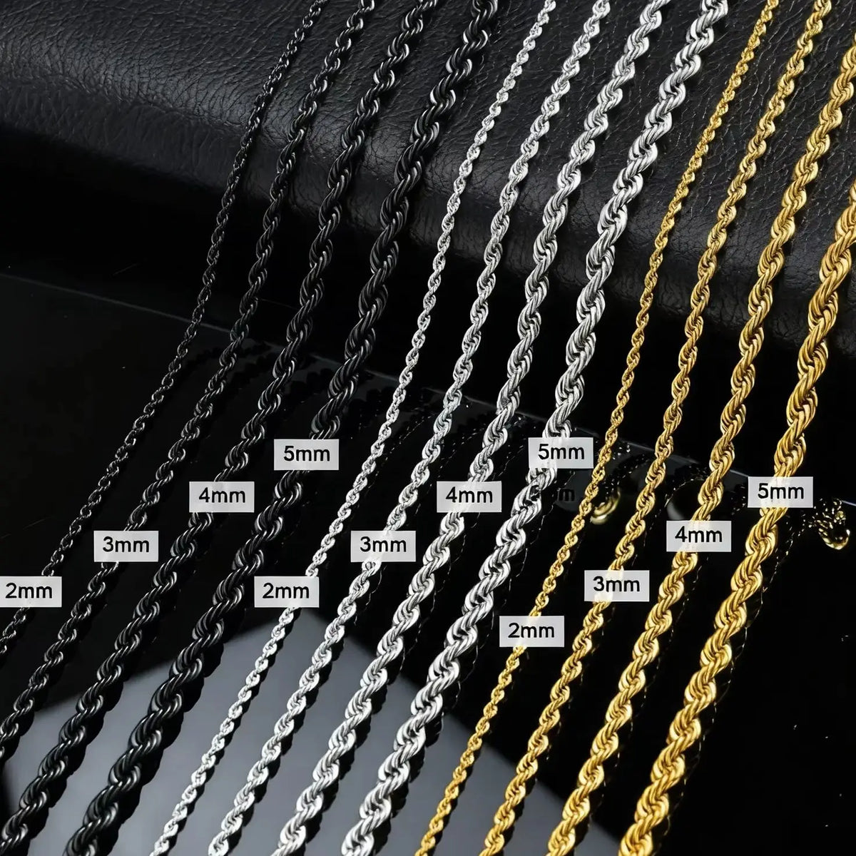 Punk Vintage Rope Chain Necklace for Men Women,Gold Color Stainless Steel Braided Twisted Chain,Hip Hop Casual Jewelry