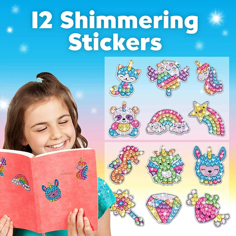 12 Create Big Gem Diamond Painting Sticker Kit Art Craft Girls Boys Unicorn Animal Sealife Magical Mosaic Dot Sticky Toys Gif