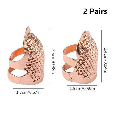 2PCS Vintage Adjustable Thimble Hand Sewing Thimble Ring Home Non-Slip Needle Press Finger Sleeve