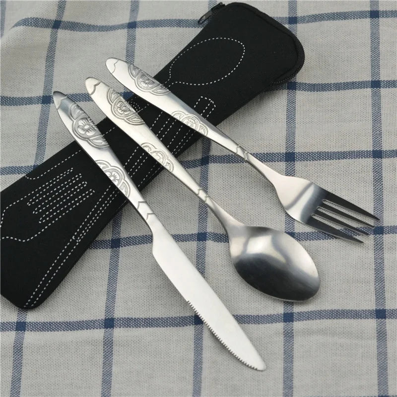 Picnic Set Tableware Washable with Zipper Travel Cutlery Kit Case Portable Pouch for Dinner Household Tool Travel Camping Spo