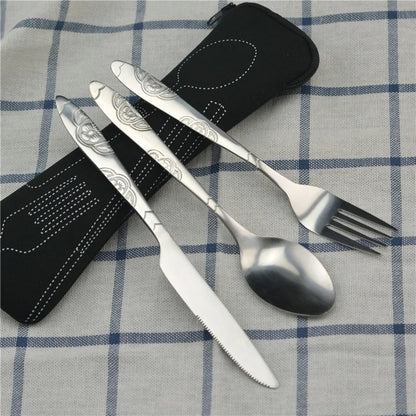 Picnic Set Tableware Washable with Zipper Travel Cutlery Kit Case Portable Pouch for Dinner Household Tool Travel Camping Spo