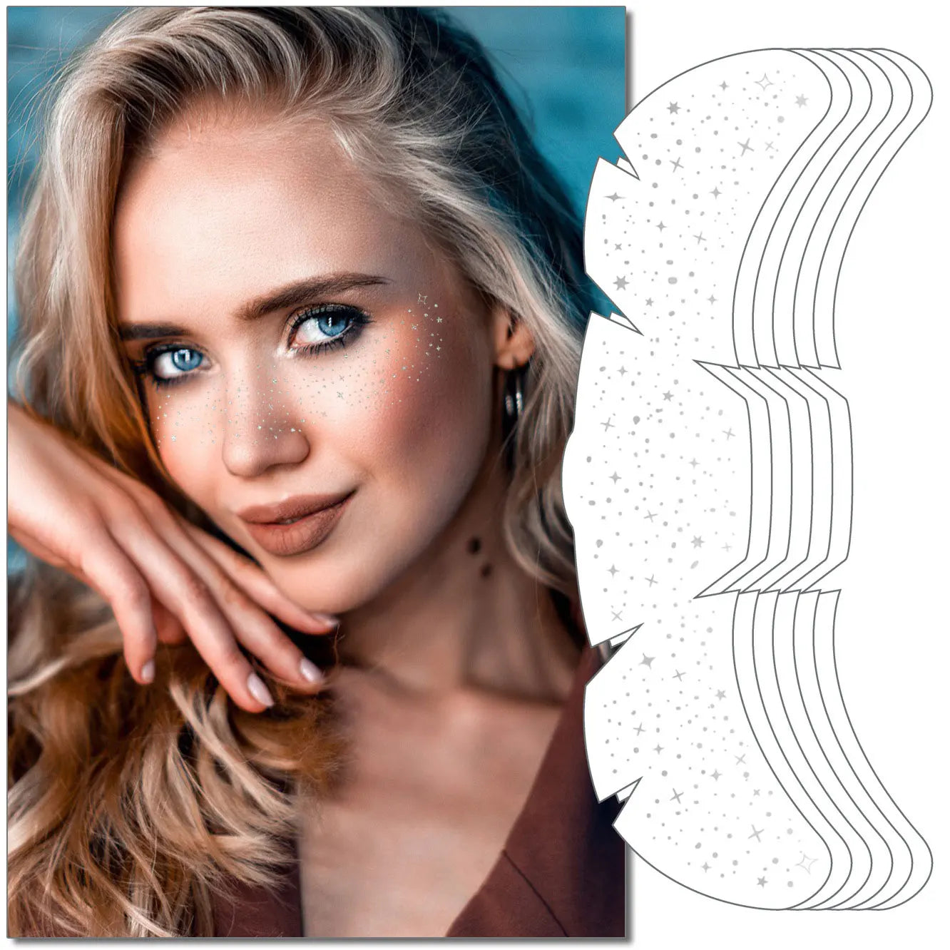 6pcs Freckle Tattoo Stickers Gold Silver Metallic Temporary Tattoo Stickers For Women Glitter Face Decals for Music Festival 