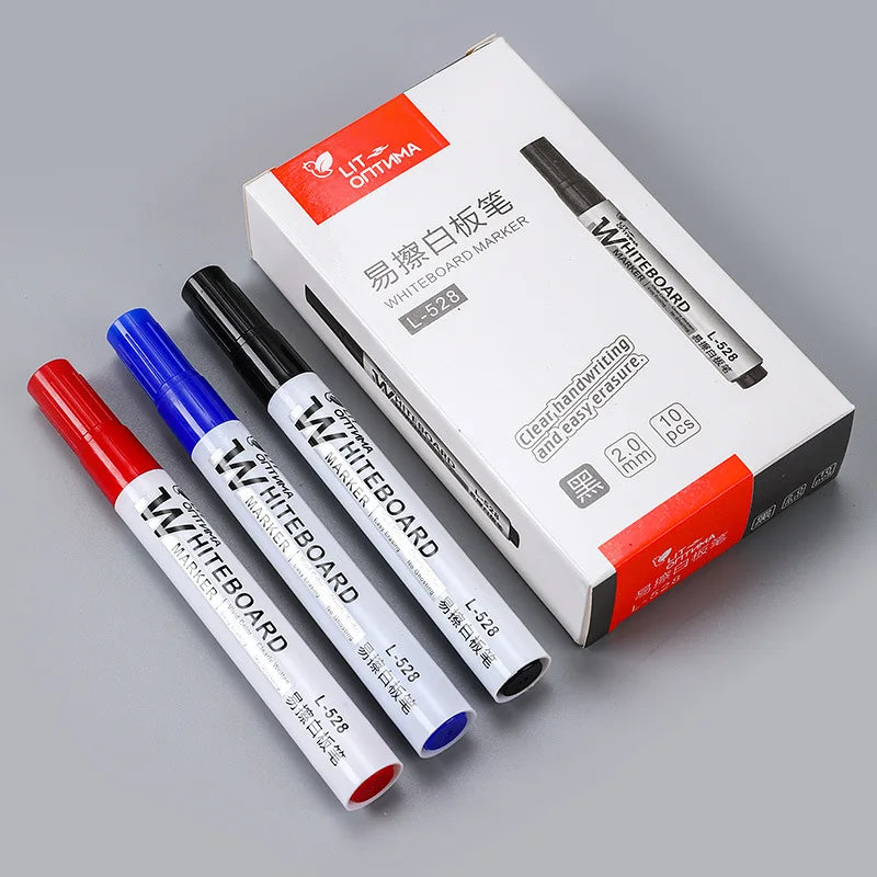 10pcs Whiteboard Marker Set,2.0mm Nib,Black Blue Red High-Volume Ink,Office Teaching Pen,Clear Handwriting & Easy Erasure L-5