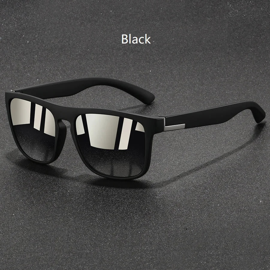Fashion Vintage Square Sunglasses Men Women Fishing Driving Man Designer Sun Glasses Anti-Glare Retro Eyewear - Black