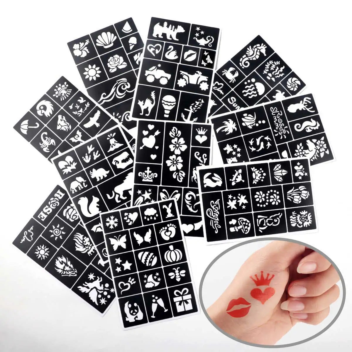 Temporary Tattoo Stencil Templates Set Reusable DIY Painting for Face and Body Art, Christmas Eve Gifts Party Favor Supplies