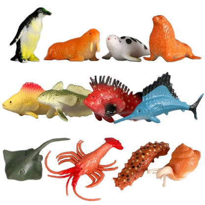 Simulation Plastic Animal Figurines Collection - Marine, Land & Insect Animals Miniature Set Toy for Kids Gift Playset Model 