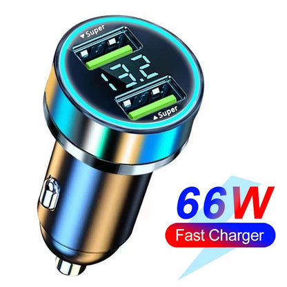 66-250W PD Car Charger QC3.0 Fast Charge One to Six Car Cigarette Lighter Plug Car Charger Flash Charge with Digital Display 