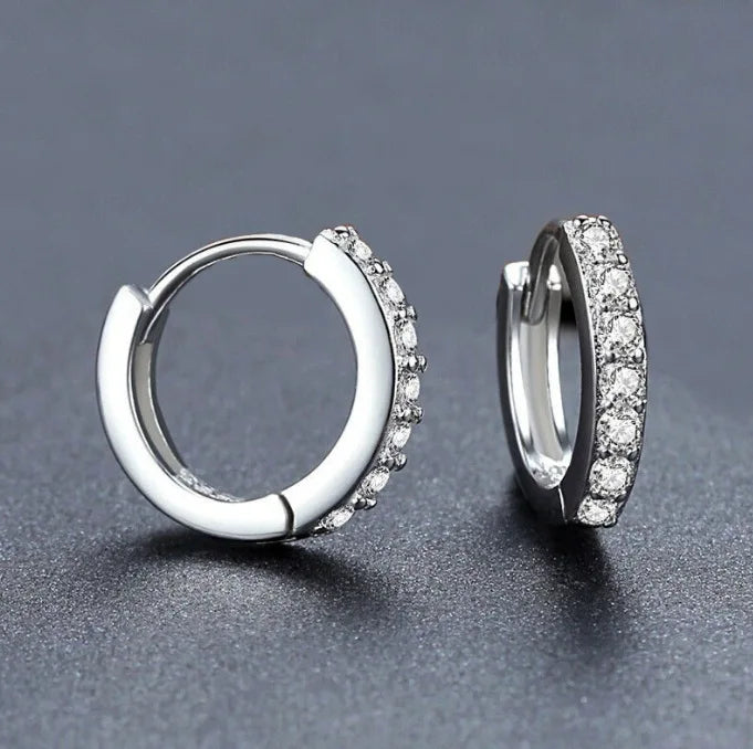 925 Sterling Silver Shining Zircon Earrings for Women Vintage Simple Round Circle Hoop Earrings Designer Party Jewelry Gifts