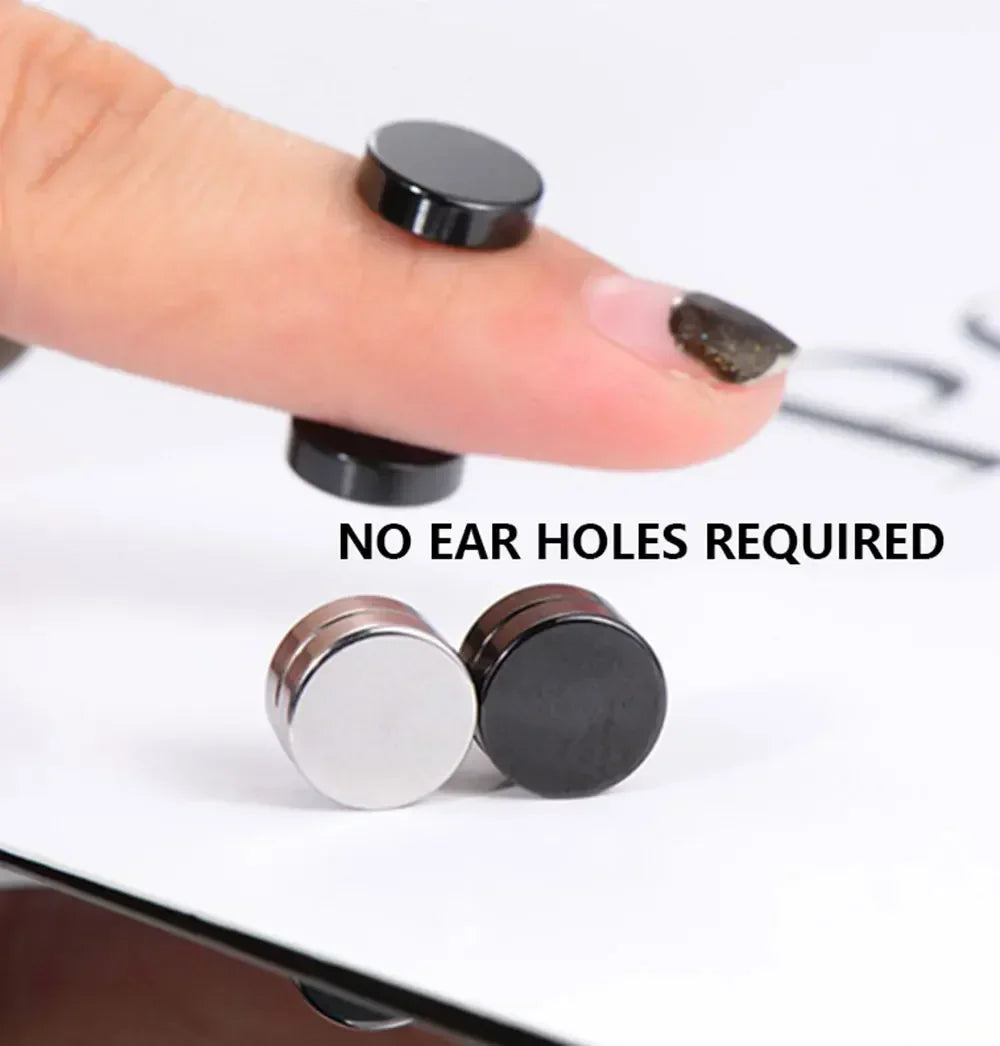 1/3Pairs 6MM Crystal Magnetic No-Pierce Stainless Steel Stud Earrings for Men Punk Zircon Magnet Earrings Non Piercing Jewelr