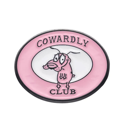 Cartoon Courage Cowardly Dog Brooch Enamel Pins Cute Pink Animal Dog Brooches Clothes Lapel Badges Jewelry Gift for Kids Frie