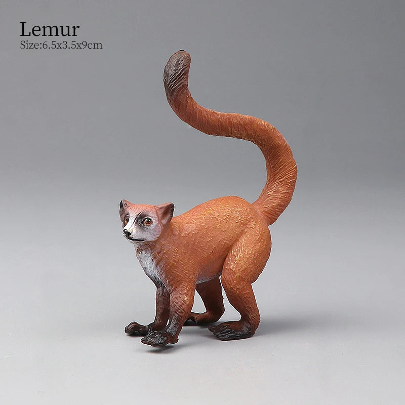 Montessori Wild Animals Model Toy Set - Lion Elephant Antelope Action Figures Miniature Zoo Figurines Educational Kids Gift -