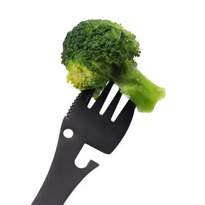 Camping Utensils Set Stainless Steel Outdoor Survival Gear 5 in 1 Tableware Travel Hiking Cutlery Fork Spoon Opener