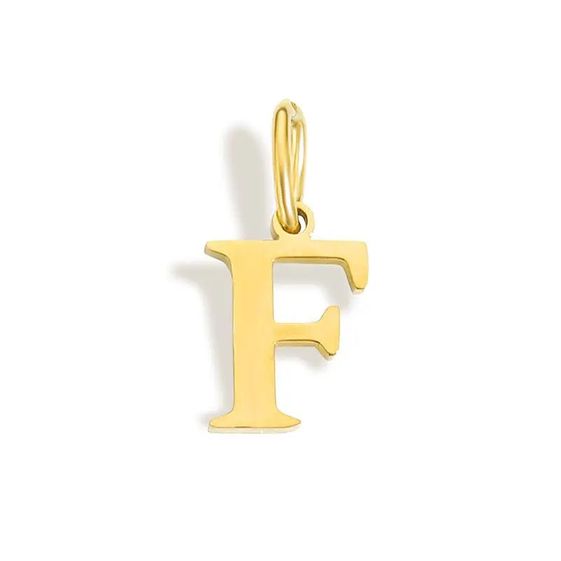 26 Letter Alphabet Initial 10mm Charm Pendant Jewelry Gold Stainless Steel Simple PVD Plated DIY Necklace Bracelet Jewelry