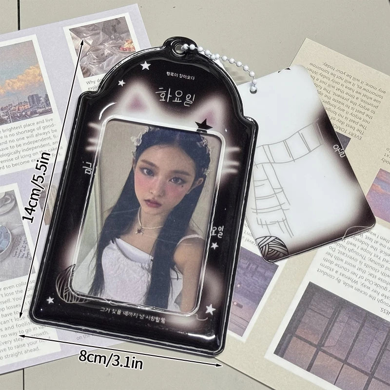 Kpop Photocard Holder Binder Photo Card Holder 3inch Idol Binder Photocard Display Keychain Protective Cover Photo Albums - S