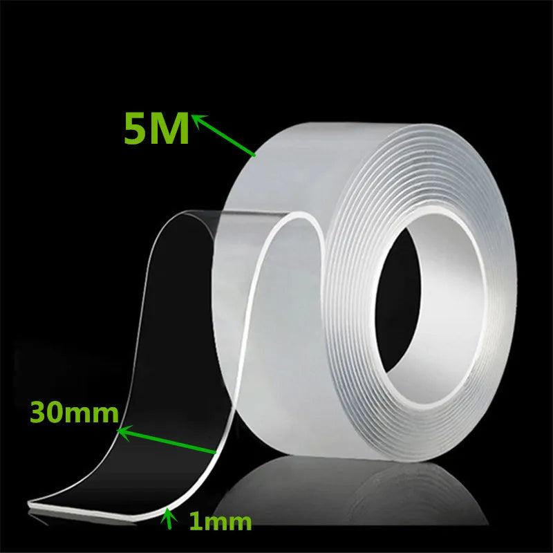1m 2m 3m 5m Nano Tape Double Sided Tape Transparent Reusable Waterproof Adhesive Strong Tapes Cleanable Kitchen Bathroom Supp