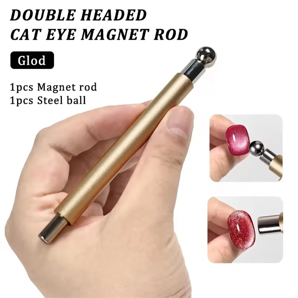 1/2Pcs Nail Cat Eye Magnetic Ball With Nail Magnetic Stick Tool Set Double-head Strong Magnet Pen 3D Cat Eye Gel Nail Supplie